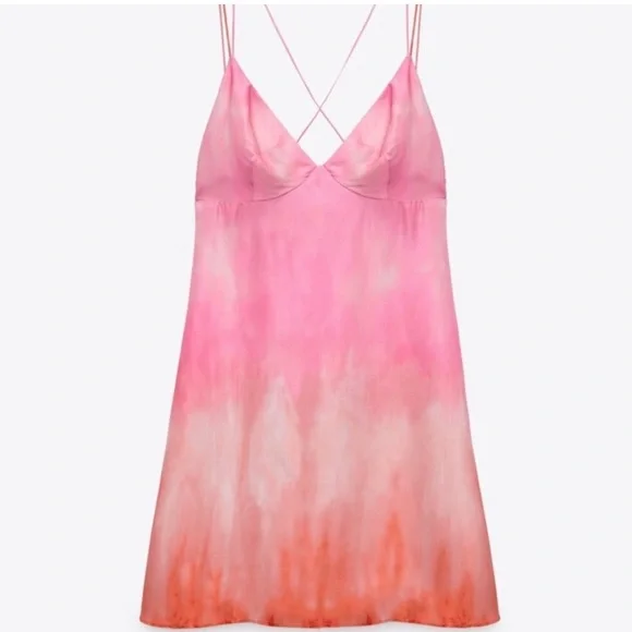 zara tie dye slip dress New with tags Midi With Slit Multicolor 3525/456 aize M Dresses | Zara Tie Dye